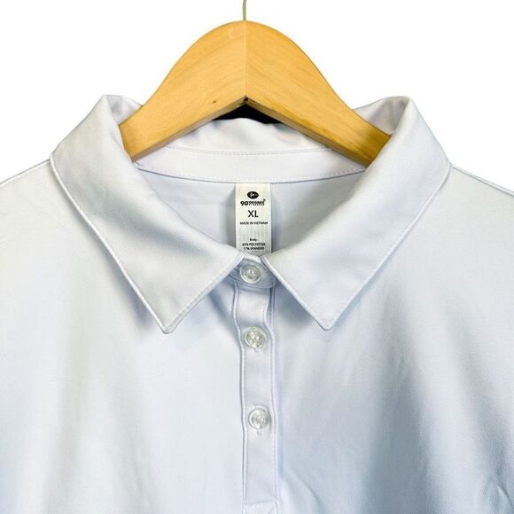 Y2K 90 DEGREES BY REFLEX Lux Short Sleeve Cropped Tennis Polo Baby Tee White - Picture 5 of 6